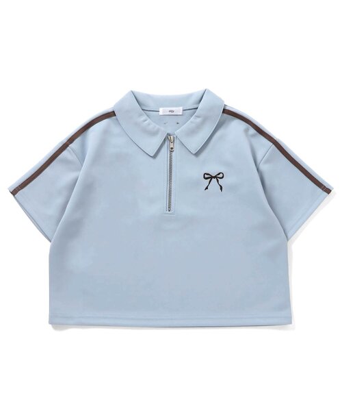 algy（アルジー）の「【セットアップ対応】ハーフジップ半袖T（Tシャツ/カットソー・キッズ・サックスブルー/ブラック/グレー・160/150/140/130）」の8枚目の写真