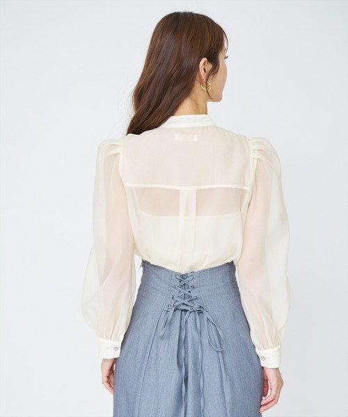 AND COUTURE(アンドクチュール)の「シアーボウタイブラウス(シャツ/ブラウス・レディース・オフホワイト/ブラック/イエロー/ブルー・FREE)」の20枚目の写真