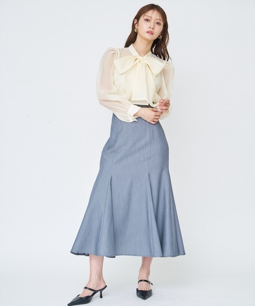 AND COUTURE(アンドクチュール)の「シアーボウタイブラウス(シャツ/ブラウス・レディース・オフホワイト/ブラック/イエロー/ブルー・FREE)」の8枚目の写真