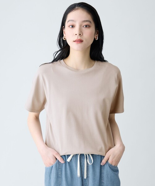 ANY(エニィ)の「プレミアムコットンベーシックTシャツ(Tシャツ/カットソー・レディース・ベージュ系/グレー系9/レッド系/ホワイト系/ブルー系/スカイブルー系/ダークブラウン系/ピンク系9・X-LARGE)」の4枚目の写真