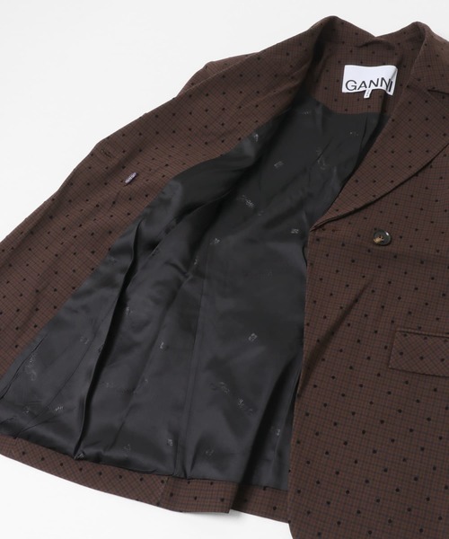 GANNI(ガニー)の「GANNI FLOCKCHECK SUITING BLAZER(テーラードジャケット・レディース・ブラウン・36)」の6枚目の写真