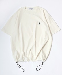 U.S. POLO ASSN./ユーエスポロアッスン 別注 接触冷感/ストレッチ/UVカット/吸水速乾 オーバーサイズ 無地 ロゴ ワンポイント刺繍 ドローコード 半袖Tシャツ/レディース メンズ