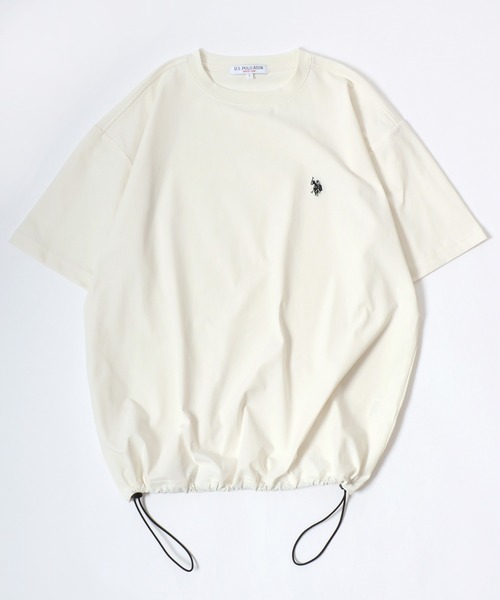 U.S. POLO ASSN.(ユーエスポロアッスン)の「U.S. POLO ASSN./ユーエスポロアッスン 別注 接触冷感/ストレッチ/UVカット/吸水速乾 オーバーサイズ 無地 ロゴ ワンポイント刺繍 ドローコード 半袖Tシャツ/レディース メンズ(Tシャツ/カットソー・メンズ・チャコールグレー/ブラック/ネイビー/ホワイト・M/L/LL)」の1枚目の写真
