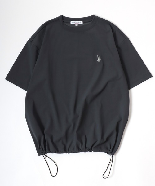 U.S. POLO ASSN.(ユーエスポロアッスン)の「U.S. POLO ASSN./ユーエスポロアッスン 別注 接触冷感/ストレッチ/UVカット/吸水速乾 オーバーサイズ 無地 ロゴ ワンポイント刺繍 ドローコード 半袖Tシャツ/レディース メンズ(Tシャツ/カットソー・メンズ・チャコールグレー/ブラック/ネイビー/ホワイト・M/L/LL)」の2枚目の写真