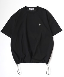 U.S. POLO ASSN./ユーエスポロアッスン 別注 接触冷感/ストレッチ/UVカット/吸水速乾 オーバーサイズ 無地 ロゴ ワンポイント刺繍 ドローコード 半袖Tシャツ/レディース メンズ