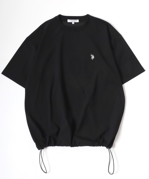 U.S. POLO ASSN.(ユーエスポロアッスン)の「U.S. POLO ASSN./ユーエスポロアッスン 別注 接触冷感/ストレッチ/UVカット/吸水速乾 オーバーサイズ 無地 ロゴ ワンポイント刺繍 ドローコード 半袖Tシャツ/レディース メンズ(Tシャツ/カットソー・メンズ・チャコールグレー/ブラック/ネイビー/ホワイト・M/L/LL)」の3枚目の写真