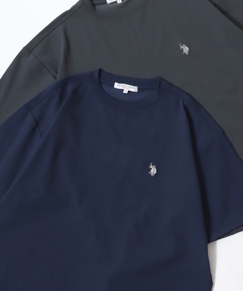 U.S. POLO ASSN.(ユーエスポロアッスン)の「U.S. POLO ASSN./ユーエスポロアッスン 別注 接触冷感/ストレッチ/UVカット/吸水速乾 オーバーサイズ 無地 ロゴ ワンポイント刺繍 ドローコード 半袖Tシャツ/レディース メンズ(Tシャツ/カットソー・メンズ・チャコールグレー/ブラック/ネイビー/ホワイト・M/L/LL)」の8枚目の写真