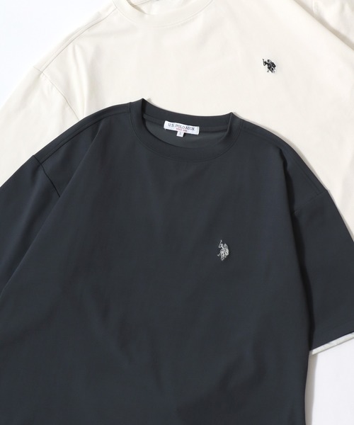 U.S. POLO ASSN.(ユーエスポロアッスン)の「U.S. POLO ASSN./ユーエスポロアッスン 別注 接触冷感/ストレッチ/UVカット/吸水速乾 オーバーサイズ 無地 ロゴ ワンポイント刺繍 ドローコード 半袖Tシャツ/レディース メンズ(Tシャツ/カットソー・メンズ・チャコールグレー/ブラック/ネイビー/ホワイト・M/L/LL)」の7枚目の写真