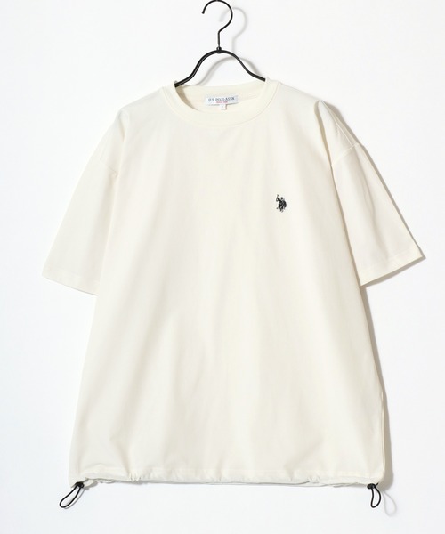 U.S. POLO ASSN.(ユーエスポロアッスン)の「U.S. POLO ASSN./ユーエスポロアッスン 別注 接触冷感/ストレッチ/UVカット/吸水速乾 オーバーサイズ 無地 ロゴ ワンポイント刺繍 ドローコード 半袖Tシャツ/レディース メンズ(Tシャツ/カットソー・メンズ・チャコールグレー/ブラック/ネイビー/ホワイト・M/L/LL)」の13枚目の写真