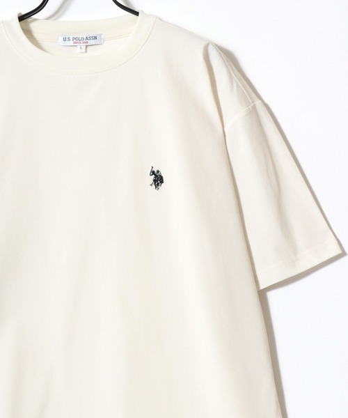 U.S. POLO ASSN.(ユーエスポロアッスン)の「U.S. POLO ASSN./ユーエスポロアッスン 別注 接触冷感/ストレッチ/UVカット/吸水速乾 オーバーサイズ 無地 ロゴ ワンポイント刺繍 ドローコード 半袖Tシャツ/レディース メンズ(Tシャツ/カットソー・メンズ・チャコールグレー/ブラック/ネイビー/ホワイト・M/L/LL)」の9枚目の写真