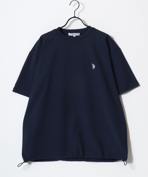 U.S. POLO ASSN.(ユーエスポロアッスン)の「U.S. POLO ASSN./ユーエスポロアッスン 別注 接触冷感/ストレッチ/UVカット/吸水速乾 オーバーサイズ 無地 ロゴ ワンポイント刺繍 ドローコード 半袖Tシャツ/レディース メンズ(Tシャツ/カットソー・メンズ・チャコールグレー/ブラック/ネイビー/ホワイト・M/L/LL)」の16枚目の写真