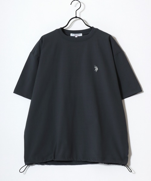 U.S. POLO ASSN.(ユーエスポロアッスン)の「U.S. POLO ASSN./ユーエスポロアッスン 別注 接触冷感/ストレッチ/UVカット/吸水速乾 オーバーサイズ 無地 ロゴ ワンポイント刺繍 ドローコード 半袖Tシャツ/レディース メンズ(Tシャツ/カットソー・メンズ・チャコールグレー/ブラック/ネイビー/ホワイト・M/L/LL)」の15枚目の写真