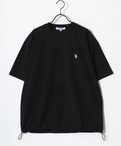 U.S. POLO ASSN.(ユーエスポロアッスン)の「U.S. POLO ASSN./ユーエスポロアッスン 別注 接触冷感/ストレッチ/UVカット/吸水速乾 オーバーサイズ 無地 ロゴ ワンポイント刺繍 ドローコード 半袖Tシャツ/レディース メンズ(Tシャツ/カットソー・メンズ・チャコールグレー/ブラック/ネイビー/ホワイト・M/L/LL)」の14枚目の写真