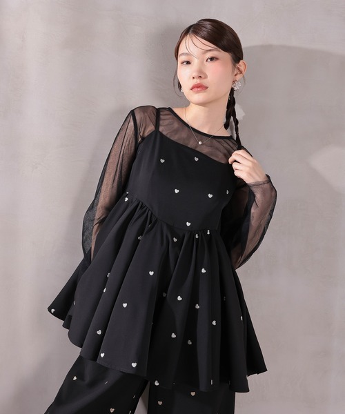 Kana(カナ)の「ハート刺繍ペプラムパンツドレス3点セット パーティードレス 結婚式 お呼ばれ オケージョンドレス(パンツドレス・レディース・ブラウン/ブラック・M)」の17枚目の写真
