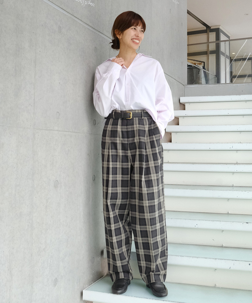 IENA（イエナ）の「Maison IENA 別注 Nell/ネル チェックペグトップパンツ 261-202-61（スラックス・レディース・カーキ・38/36）」の8枚目の写真