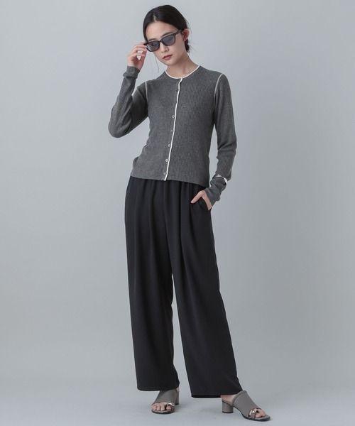 GLOBAL WORK(グローバルワーク)の「MATINEE LINE/シルク混配色カーディガン/646676(カーディガン/ボレロ・レディース・チャコールグレー/ピンク系その他6/ベージュ・LARGE/MEDIUM)」の4枚目の写真