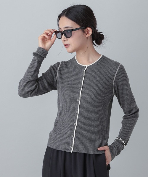 GLOBAL WORK(グローバルワーク)の「MATINEE LINE/シルク混配色カーディガン/646676(カーディガン/ボレロ・レディース・チャコールグレー/ピンク系その他6/ベージュ・LARGE/MEDIUM)」の7枚目の写真