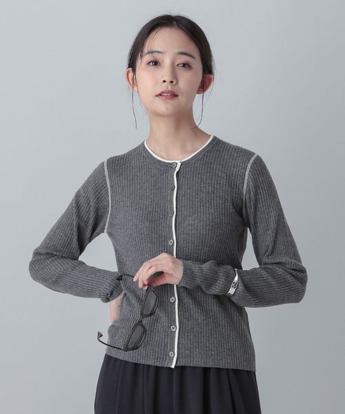 GLOBAL WORK(グローバルワーク)の「MATINEE LINE/シルク混配色カーディガン/646676(カーディガン/ボレロ・レディース・チャコールグレー/ピンク系その他6/ベージュ・LARGE/MEDIUM)」の8枚目の写真