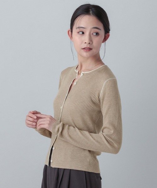 GLOBAL WORK(グローバルワーク)の「MATINEE LINE/シルク混配色カーディガン/646676(カーディガン/ボレロ・レディース・チャコールグレー/ピンク系その他6/ベージュ・LARGE/MEDIUM)」の13枚目の写真