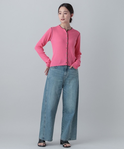 GLOBAL WORK(グローバルワーク)の「MATINEE LINE/シルク混配色カーディガン/646676(カーディガン/ボレロ・レディース・チャコールグレー/ピンク系その他6/ベージュ・LARGE/MEDIUM)」の15枚目の写真