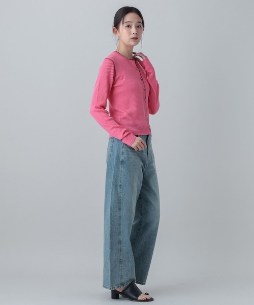 GLOBAL WORK(グローバルワーク)の「MATINEE LINE/シルク混配色カーディガン/646676(カーディガン/ボレロ・レディース・チャコールグレー/ピンク系その他6/ベージュ・LARGE/MEDIUM)」の16枚目の写真