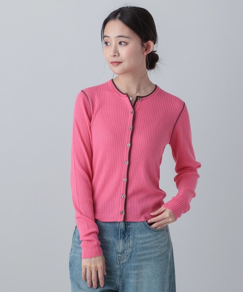 GLOBAL WORK(グローバルワーク)の「MATINEE LINE/シルク混配色カーディガン/646676(カーディガン/ボレロ・レディース・チャコールグレー/ピンク系その他6/ベージュ・LARGE/MEDIUM)」の17枚目の写真