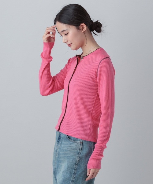 GLOBAL WORK(グローバルワーク)の「MATINEE LINE/シルク混配色カーディガン/646676(カーディガン/ボレロ・レディース・チャコールグレー/ピンク系その他6/ベージュ・LARGE/MEDIUM)」の18枚目の写真