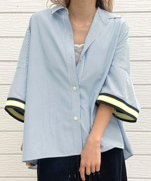 Q | 半袖リブドッキングシャツ(シャツ/ブラウス)