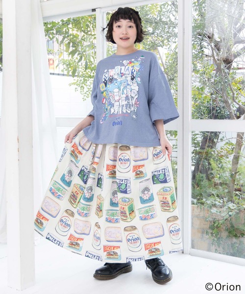 ScoLar（スカラー）の「161683：orion×ScoLar トロピカルポップ缶総柄スカート（スカート・レディース・アイボリー/ブルー・M）」の3枚目の写真