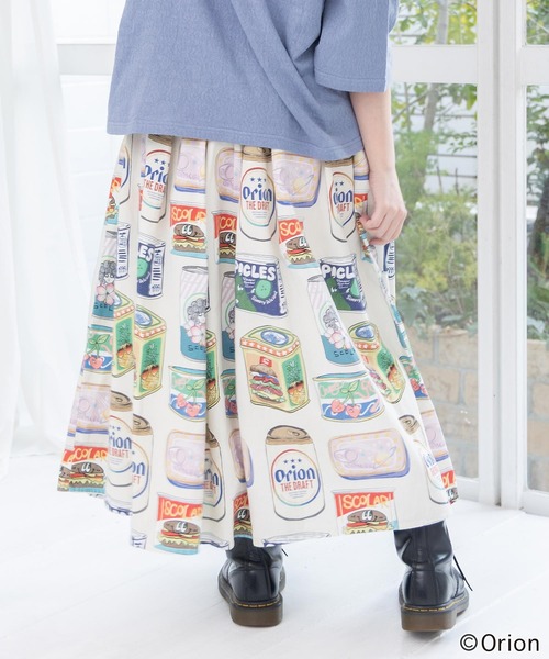 ScoLar（スカラー）の「161683：orion×ScoLar トロピカルポップ缶総柄スカート（スカート・レディース・アイボリー/ブルー・M）」の5枚目の写真