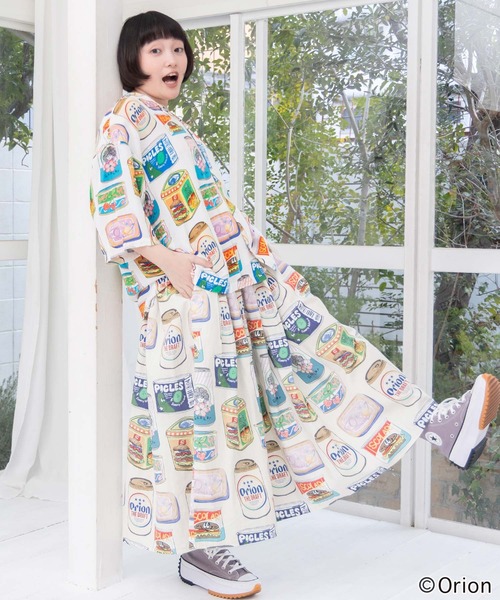 ScoLar（スカラー）の「161683：orion×ScoLar トロピカルポップ缶総柄スカート（スカート・レディース・アイボリー/ブルー・M）」の6枚目の写真