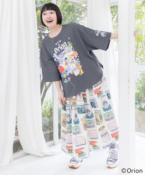 ScoLar（スカラー）の「161683：orion×ScoLar トロピカルポップ缶総柄スカート（スカート・レディース・アイボリー/ブルー・M）」の7枚目の写真