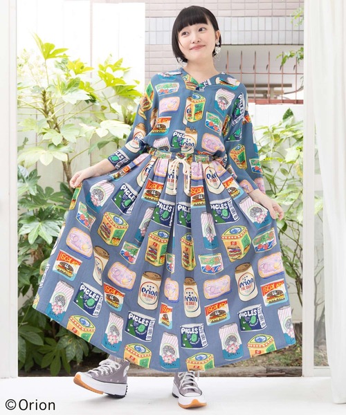 ScoLar（スカラー）の「161683：orion×ScoLar トロピカルポップ缶総柄スカート（スカート・レディース・アイボリー/ブルー・M）」の8枚目の写真