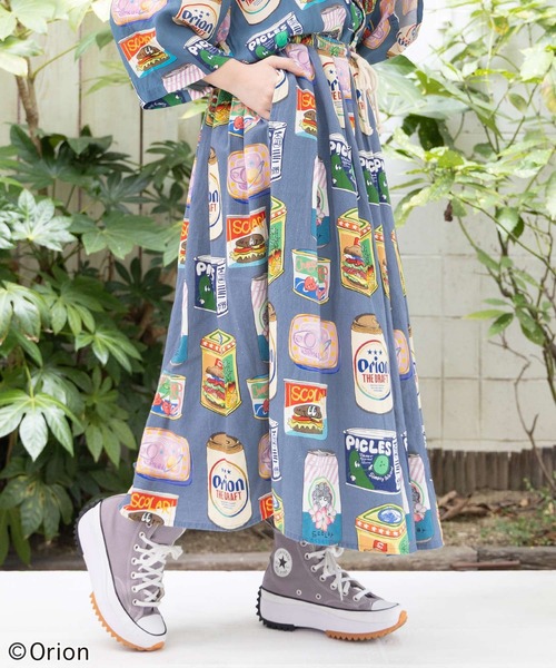 ScoLar（スカラー）の「161683：orion×ScoLar トロピカルポップ缶総柄スカート（スカート・レディース・アイボリー/ブルー・M）」の9枚目の写真