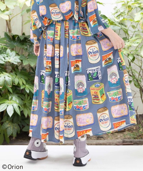 ScoLar（スカラー）の「161683：orion×ScoLar トロピカルポップ缶総柄スカート（スカート・レディース・アイボリー/ブルー・M）」の10枚目の写真