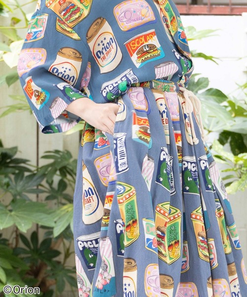 ScoLar（スカラー）の「161683：orion×ScoLar トロピカルポップ缶総柄スカート（スカート・レディース・アイボリー/ブルー・M）」の11枚目の写真