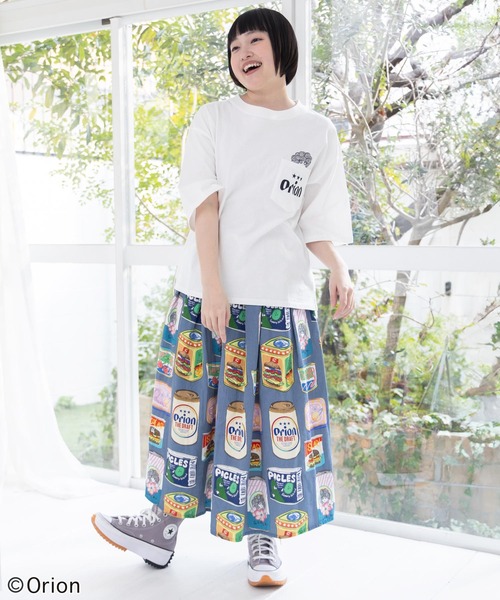 ScoLar（スカラー）の「161683：orion×ScoLar トロピカルポップ缶総柄スカート（スカート・レディース・アイボリー/ブルー・M）」の12枚目の写真