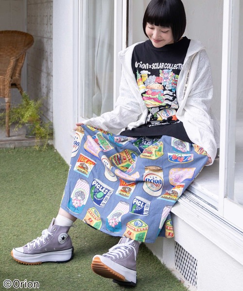 ScoLar（スカラー）の「161683：orion×ScoLar トロピカルポップ缶総柄スカート（スカート・レディース・アイボリー/ブルー・M）」の14枚目の写真