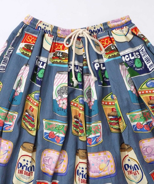 ScoLar（スカラー）の「161683：orion×ScoLar トロピカルポップ缶総柄スカート（スカート・レディース・アイボリー/ブルー・M）」の19枚目の写真