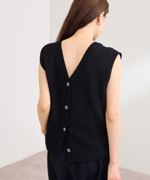 FRAMeWORK（フレームワーク）の「≪追加≫ウォッシャブルPLリネン混2WAYニット（ニット/セーター・レディース・ブラック/ベージュ・FREE）」の3枚目の写真