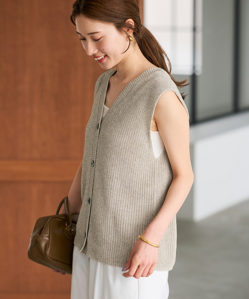 FRAMeWORK（フレームワーク）の「≪追加≫ウォッシャブルPLリネン混2WAYニット（ニット/セーター・レディース・ブラック/ベージュ・FREE）」の8枚目の写真