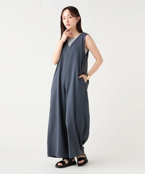 BEAMS HEART（ビームスハート）の「Vネック オールインワン（つなぎ/オールインワン・レディース・グレー/カーキ/ブラック・SMALL/MEDIUM）」の5枚目の写真