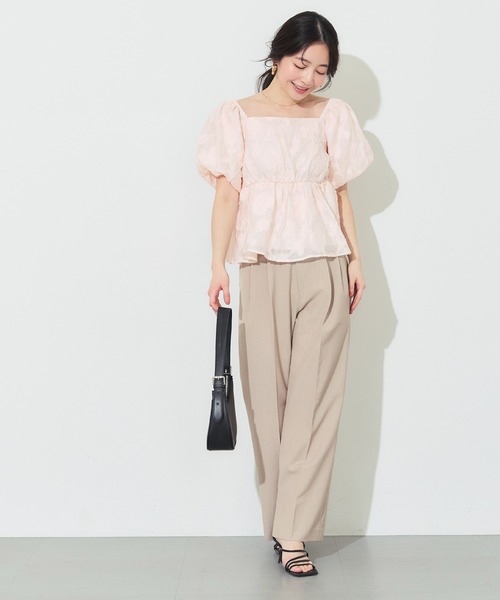 coca(coca)(コカ)の「フラワージャカードブラウス(シャツ/ブラウス・レディース・ライトグレー/ライトピンク・L/M/S)」の8枚目の写真