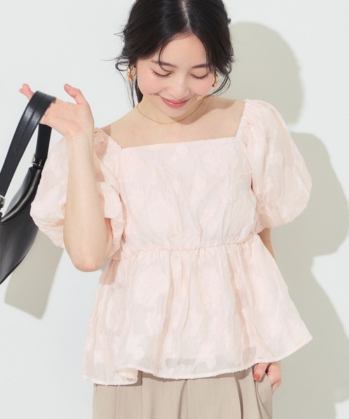 coca(coca)(コカ)の「フラワージャカードブラウス(シャツ/ブラウス・レディース・ライトグレー/ライトピンク・L/M/S)」の11枚目の写真