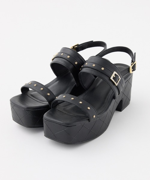 one after another NICE CLAUP（ワンアフターアナザーナイスクラップ）の「ビジューベルトキルティングサンダル（サンダル・レディース・ブラック/アイボリー/ピンク・LARGE/MEDIUM/SMALL）」の2枚目の写真