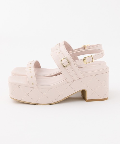 one after another NICE CLAUP（ワンアフターアナザーナイスクラップ）の「ビジューベルトキルティングサンダル（サンダル・レディース・ブラック/アイボリー/ピンク・LARGE/MEDIUM/SMALL）」の9枚目の写真