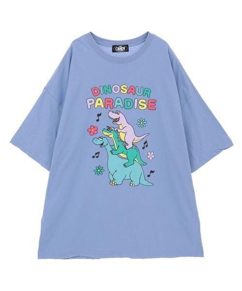 Candy Stripper(キャンディストリッパー)の「DINOSAUR PARADISE BIG BIG Tシャツ(Tシャツ/カットソー・レディース・ブラック/オフホワイト/ブルー/ピンク・FREE)」の3枚目の写真