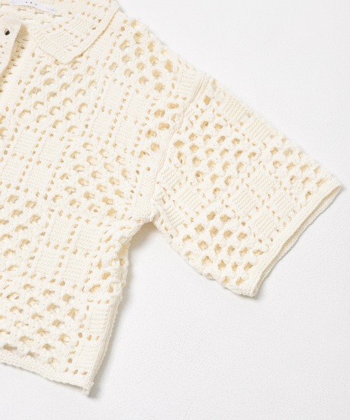 KBF（ケイビーエフ）の「クロシェニットシャツ（ニット/セーター・レディース・カーキ/アイボリー/チャコールグレー・ONE）」の8枚目の写真