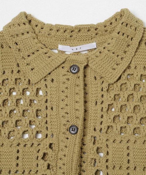KBF（ケイビーエフ）の「クロシェニットシャツ（ニット/セーター・レディース・カーキ/アイボリー/チャコールグレー・ONE）」の16枚目の写真