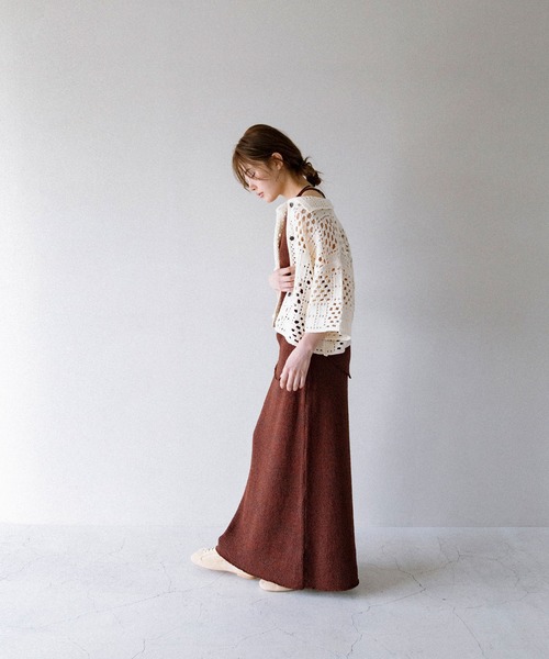 KBF（ケイビーエフ）の「クロシェニットシャツ（ニット/セーター・レディース・カーキ/アイボリー/チャコールグレー・ONE）」の22枚目の写真